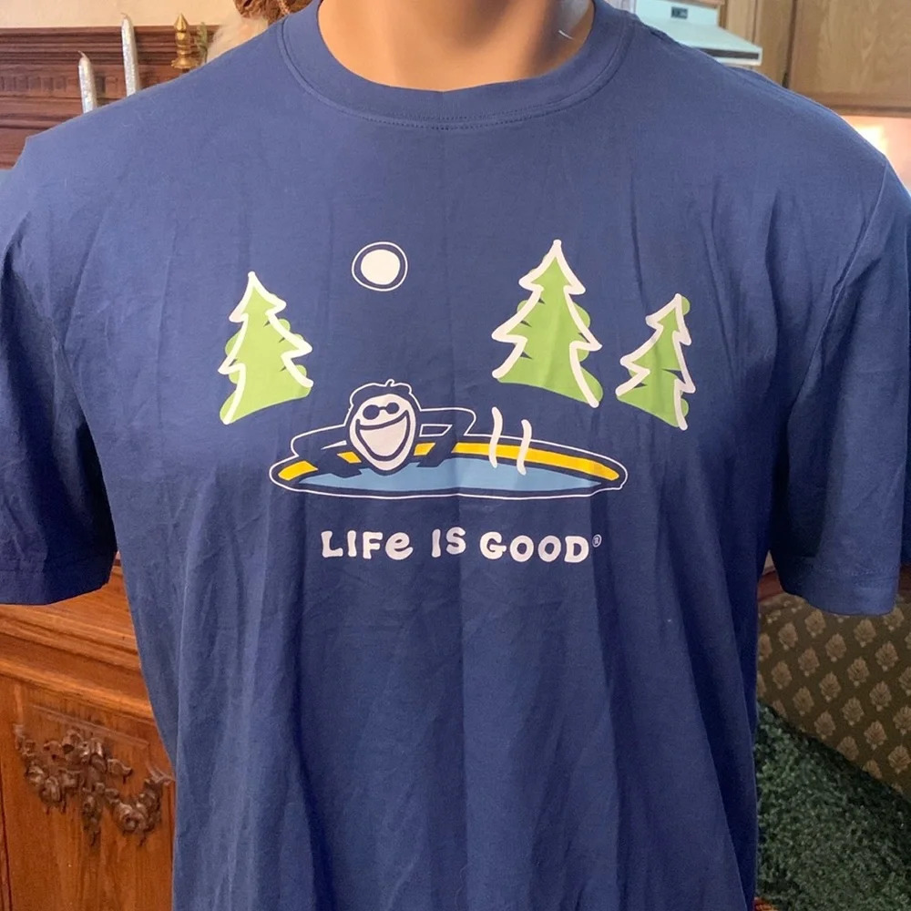 LIFE IS GOOD Men’s Crusher Tee Jake Hot Tub NEW Medium